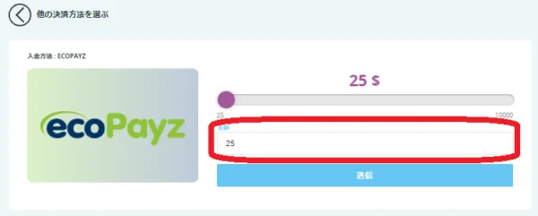 入金金額を入力